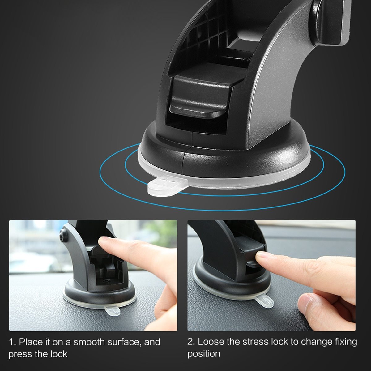2025 Car Phone Holder with Long Rod Telescopic Arm – Strong Dashboard Suction Cup Mount