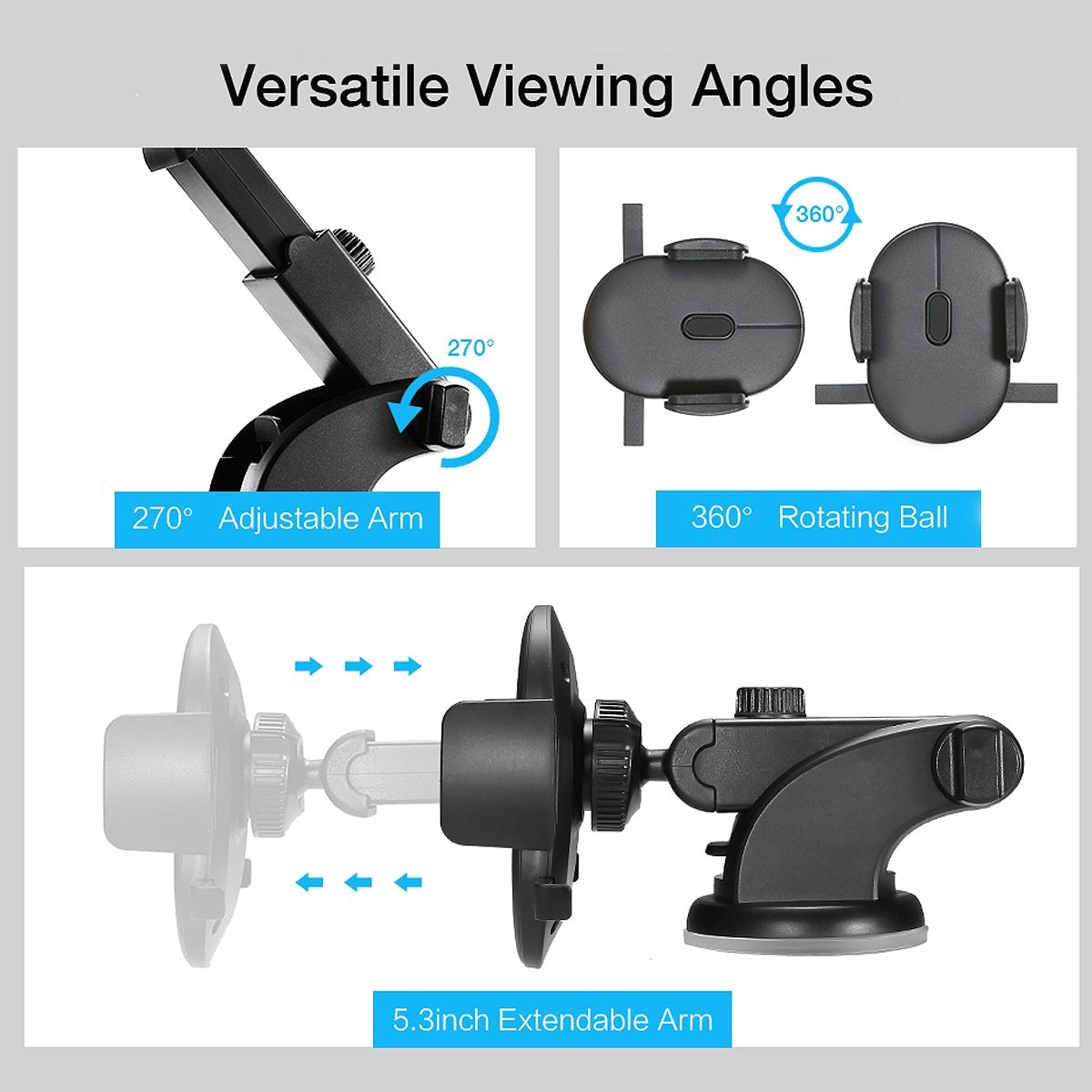 2025 Car Phone Holder with Long Rod Telescopic Arm – Strong Dashboard Suction Cup Mount