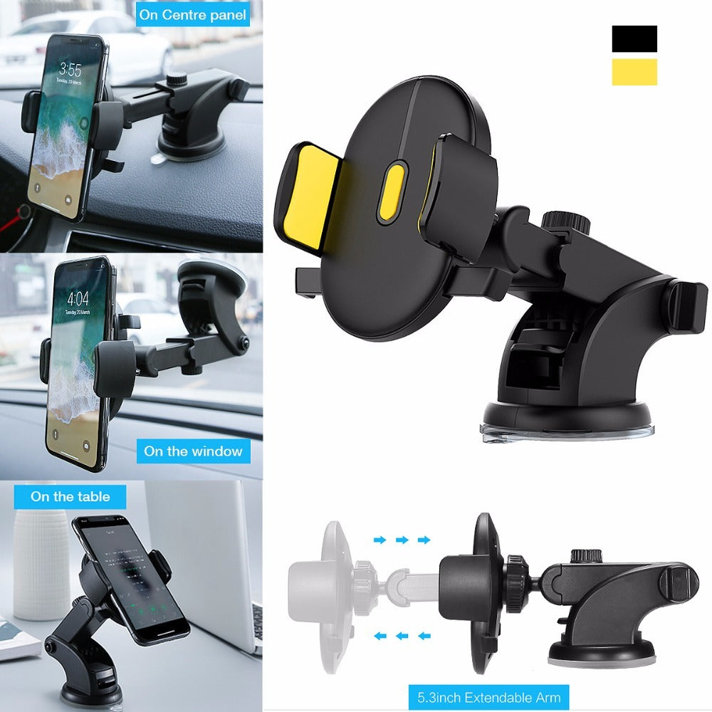 2025 Car Phone Holder with Long Rod Telescopic Arm – Strong Dashboard Suction Cup Mount