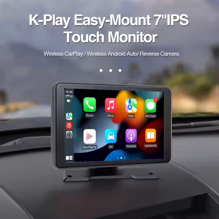 4K 7 Inch Wireless CarPlay & Android Auto Screen – Portable Touchscreen GPS Navigation for All Cars
