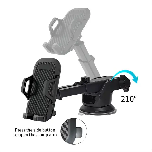 Upgraded latest 2025 Strong Hold Car Phone Holder with Mount for Windshield or Dashboard Universal Smart Phone Holder IPhone, Samsung Or android Carbon Fibre Design (Amazon Best Seller 2025)
