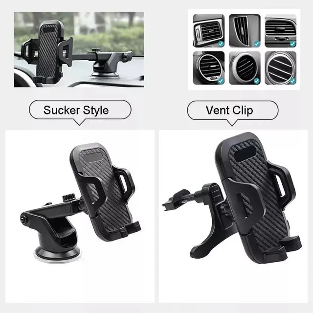 Upgraded latest 2025 Strong Hold Car Phone Holder with Mount for Windshield or Dashboard Universal Smart Phone Holder IPhone, Samsung Or android Carbon Fibre Design (Amazon Best Seller 2025)