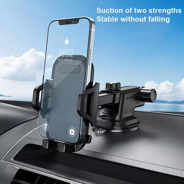 Upgraded latest 2025 Strong Hold Car Phone Holder with Mount for Windshield or Dashboard Universal Smart Phone Holder IPhone, Samsung Or android Carbon Fibre Design (Amazon Best Seller 2025)