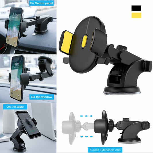 2025 Car Phone Holder with Long Rod Telescopic Arm – Strong Dashboard Suction Cup Mount