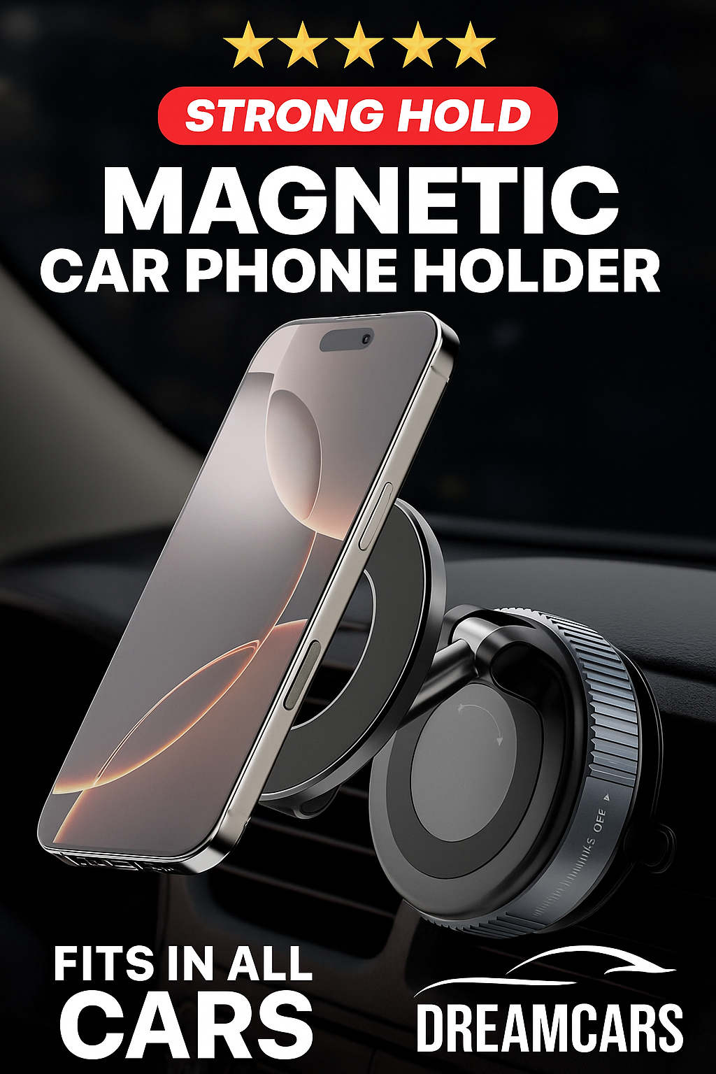 Military Grade Magnetic Car Phone Mount – Fits All Samsung, Apple & Android Phones