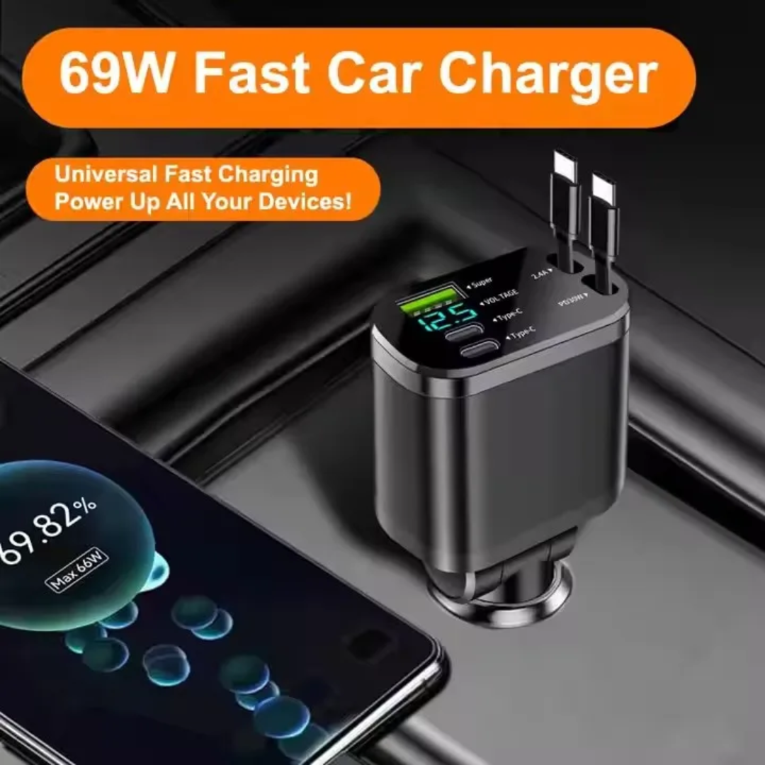Smart LED charger 5 in 1 Retractable Car Fast Charger