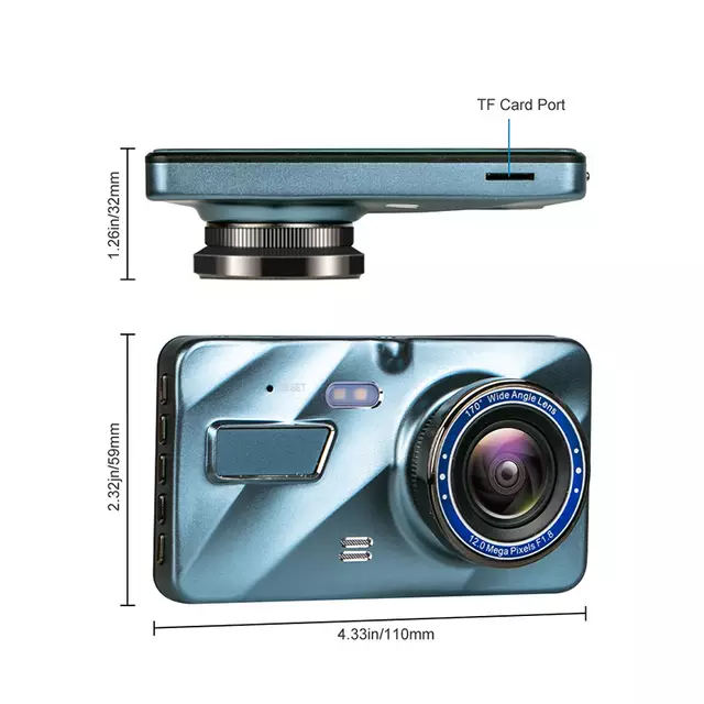 Clearance! 2-Way HD Dash Camera with Suction Mount – Front & Rear Car DVR, Night Vision, Loop Recording