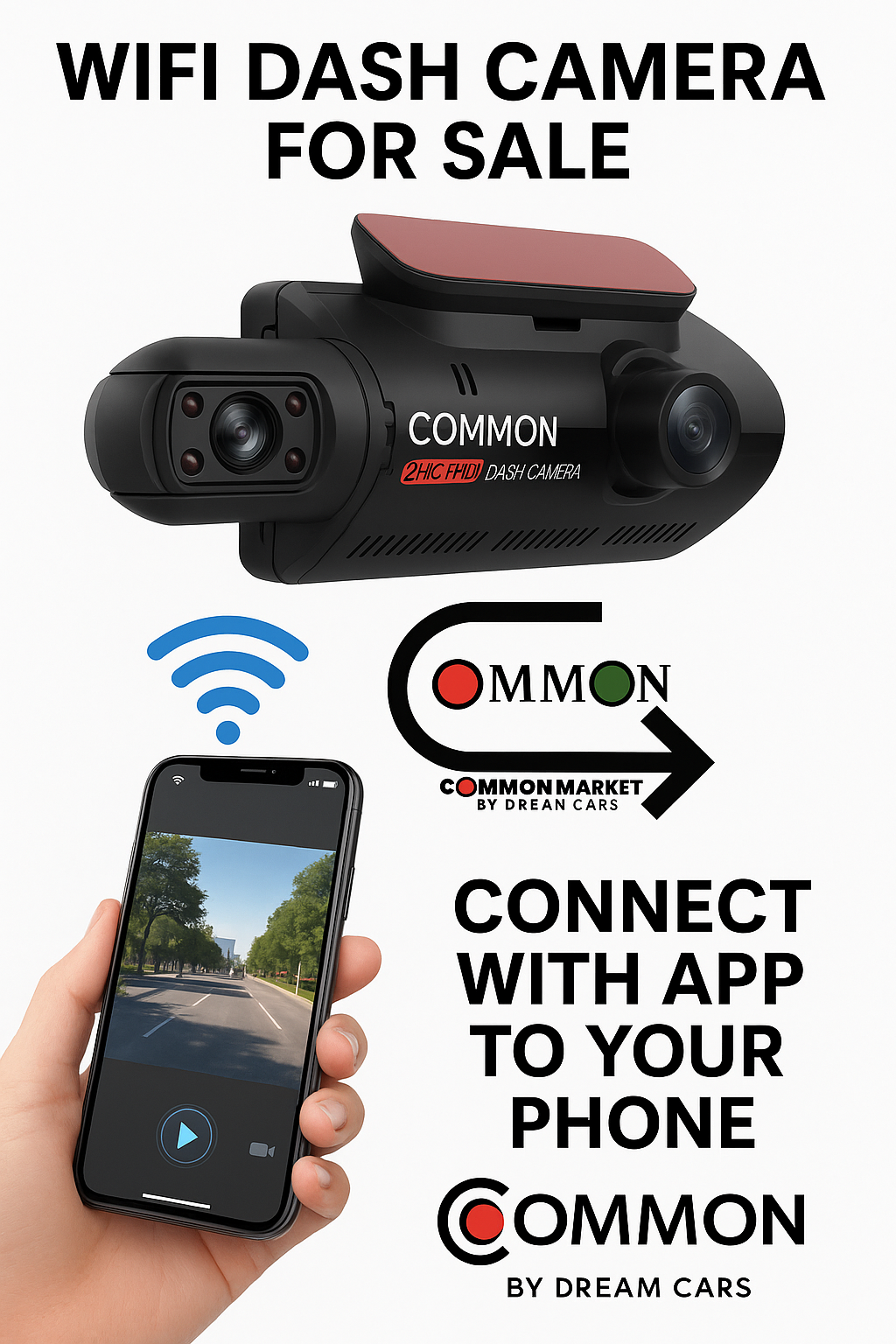 WiFi Dash Camera with Mobile App – Live View & Playback