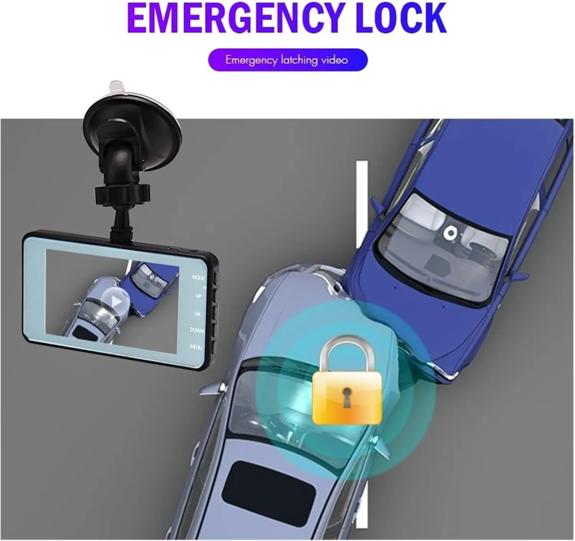 Clearance! 2-Way HD Dash Camera with Suction Mount – Front & Rear Car DVR, Night Vision, Loop Recording