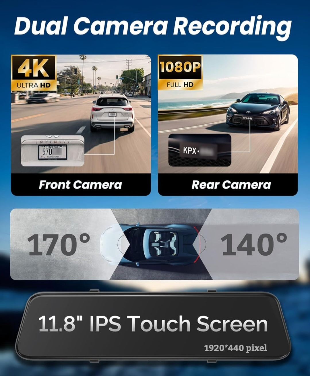 Dreamcars Vision 4K Dual Dash Cam Front and Rear