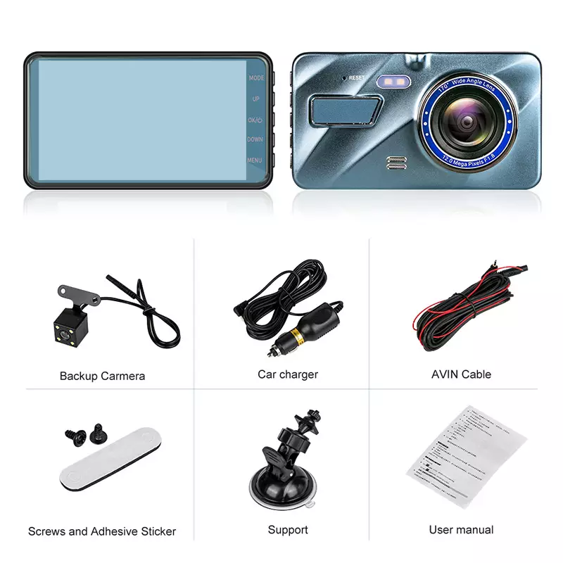 Clearance! 2-Way HD Dash Camera with Suction Mount – Front & Rear Car DVR, Night Vision, Loop Recording