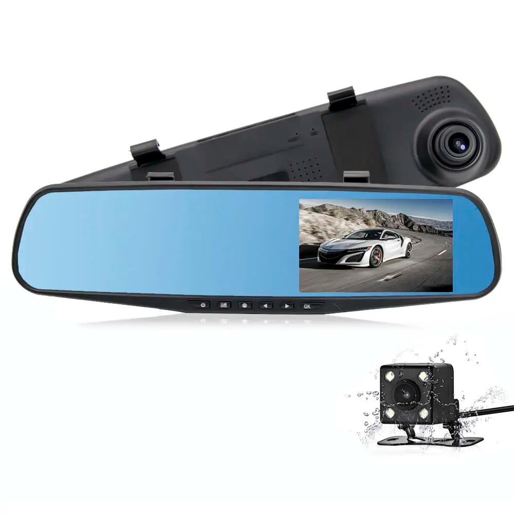 Clearance Plug and Play 2-Way 1080P HD Rear View Mirror Dash Camera – Front & Rear Recording, Night Vision, Loop Recording, G-Sensor,